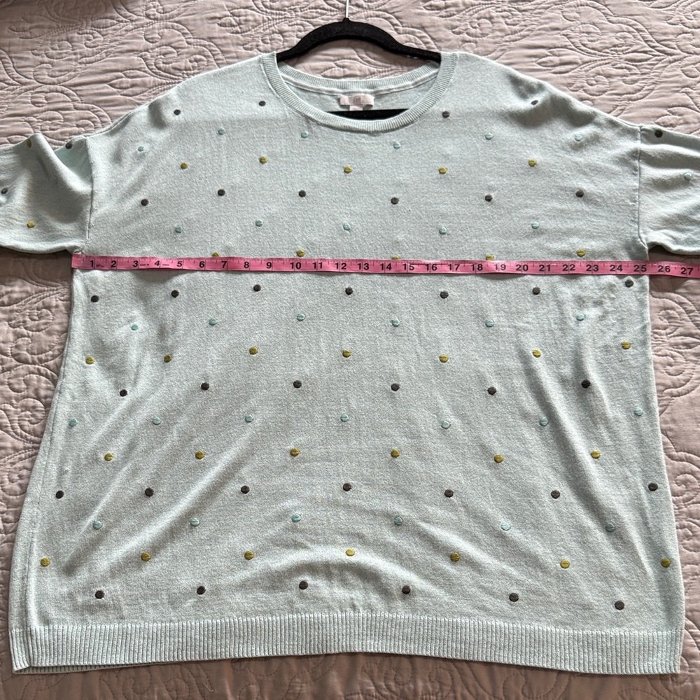 NWT J. Jill Polka Dot Sweater Robin’s Egg Blue size Large Tall - Picture 10 of 13